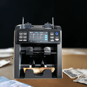 mixed note counting machine with notes 